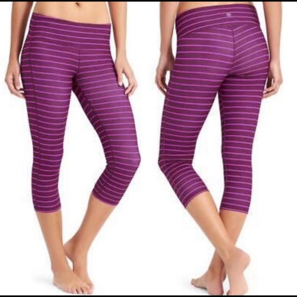 Athleta Chaturanga Purple Striped Crop Legging
XS